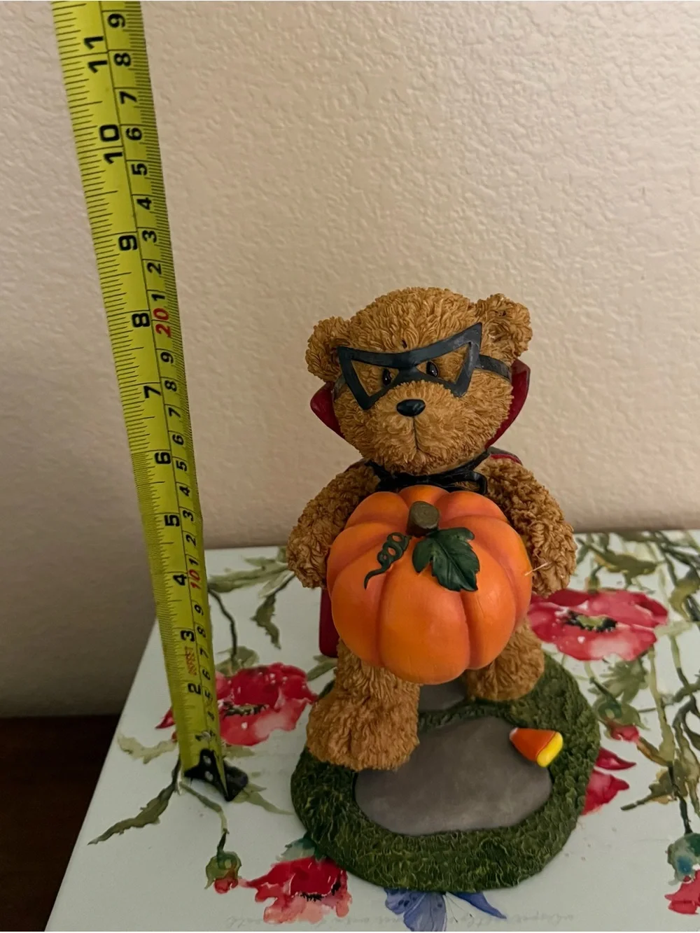 Plush Bear Halloween Pumpkin Resin Figurine Great Condition.